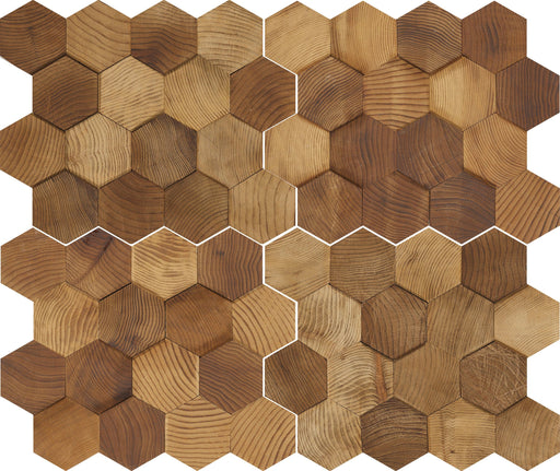 The Wood Veneer Hub Stereo Standard-Hex Wood Mosaic Tiles